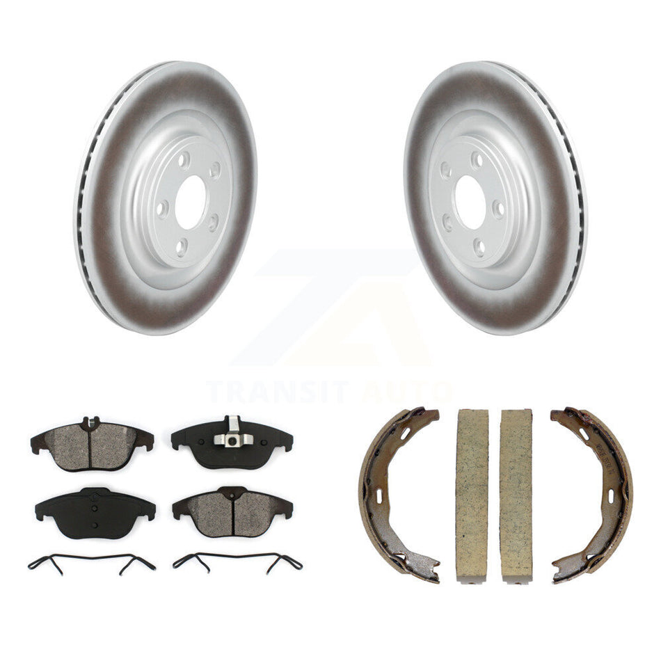 Rear Disc Coated Rotors Semi-Metallic Pads Parking Brake Shoes Kit For Mercedes-Benz E400 KGS-103260