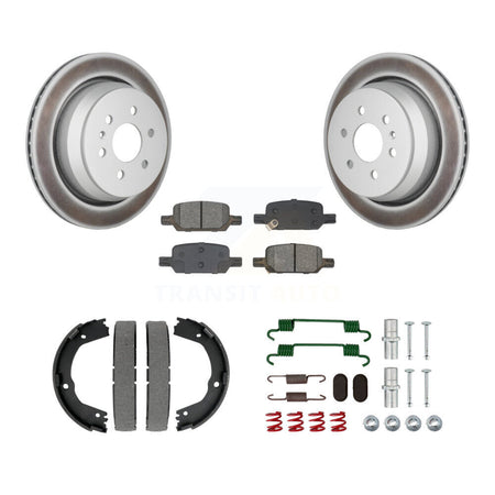 Rear Disc Coated Rotors Semi-Metallic Pads Parking Shoes & Hardware Kit For Chevrolet GMC KGS-103262