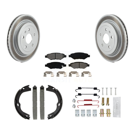 Rear Disc Coated Rotors Semi-Metallic Pads Parking Shoes & Hardware Kit For Cadillac CTS KGS-103264
