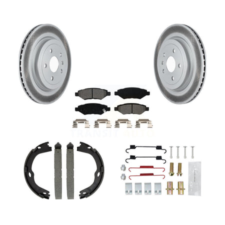 Rear Disc Coated Rotors Semi-Metallic Pads Parking Shoes & Hardware Kit For Cadillac CTS KGS-103265