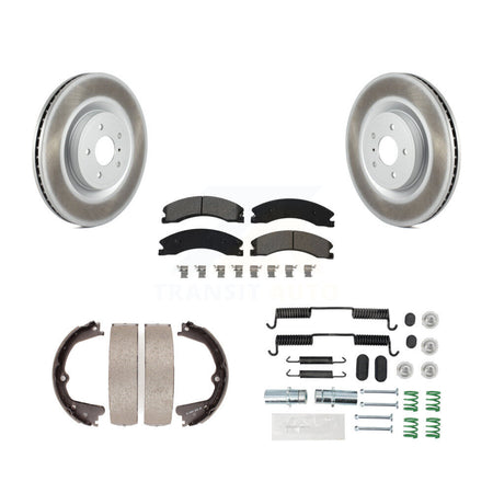 Rear Disc Coated Rotors Semi-Metallic Pads Parking Shoes & Hardware Kit For Nissan NV2500 KGS-103267