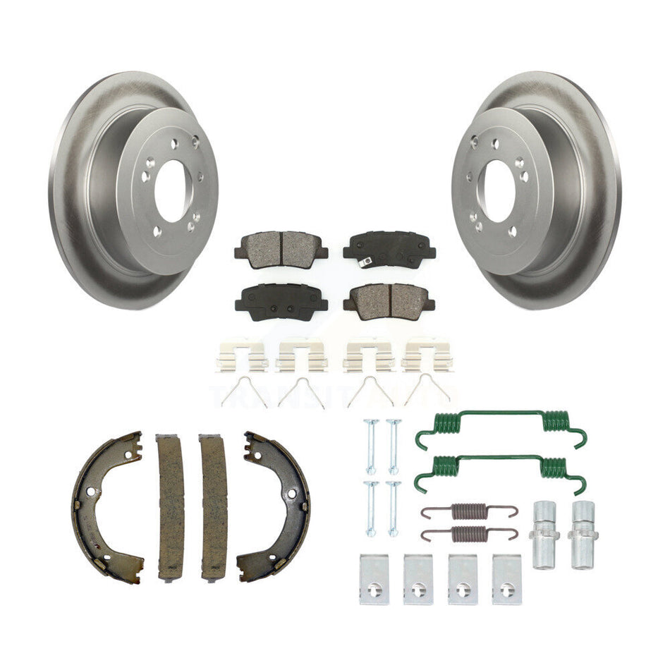 Rear Disc Coated Rotors Semi-Metallic Pads Parking Shoes Hardware Kit For Hyundai Tucson KGS-103272