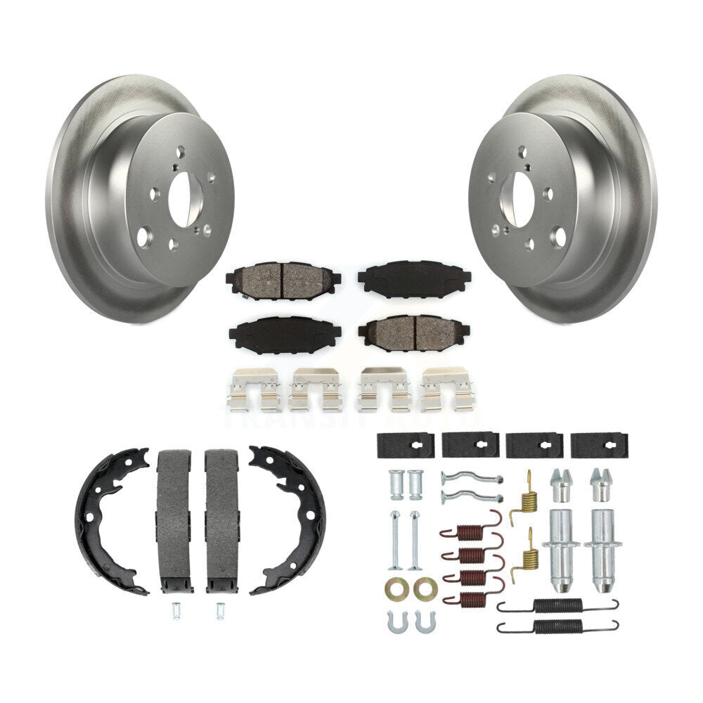 Rear Disc Coated Rotors Semi-Metallic Pads Parking Shoes Hardware Kit For Subaru Impreza KGS-103280