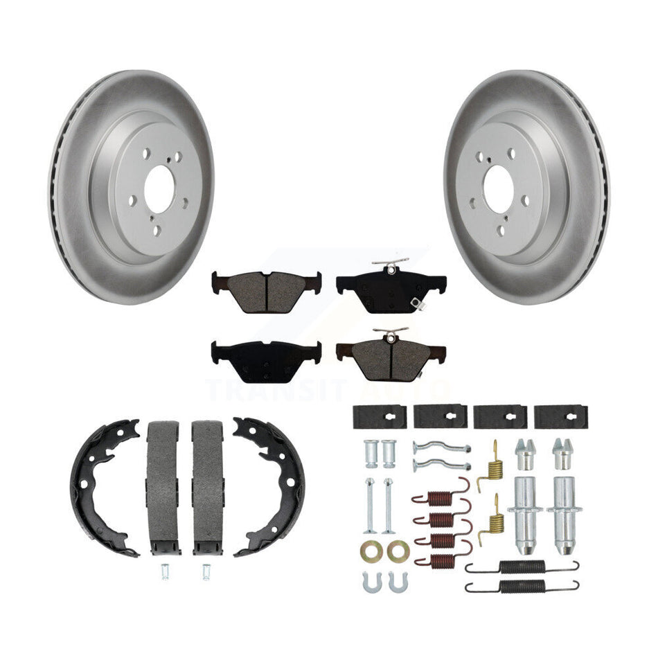 Rear Disc Coated Rotors Semi-Metallic Pads Parking Brake Shoes And Hardware Kit For KGS-103281