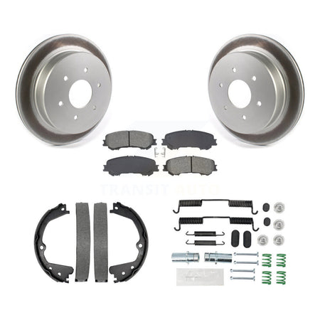 Rear Disc Coated Rotors Semi-Metallic Pads Parking Shoes & Hardware Kit For Nissan TITAN KGS-103283