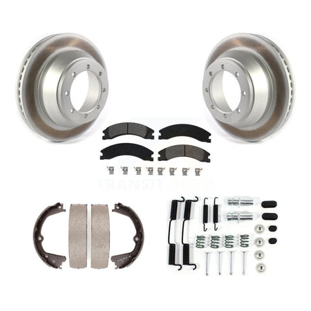 Rear Disc Coated Rotors Semi-Metallic Pads Parking Brake Shoes And Hardware Kit For KGS-103284