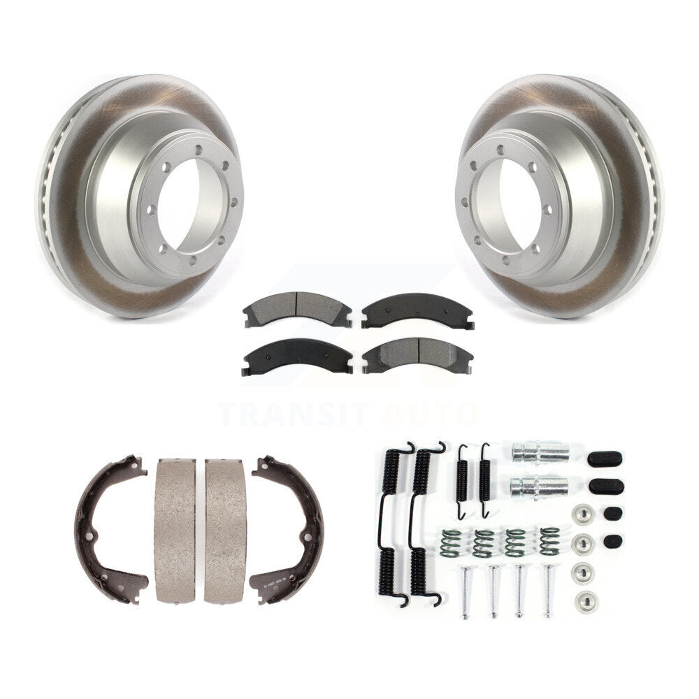 Rear Disc Coated Rotors Semi-Metallic Pads Parking Brake Shoes And Hardware Kit For KGS-103285