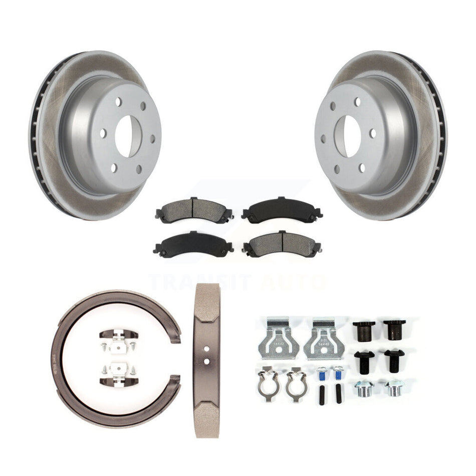 Rear Disc Coated Rotors Semi-Metallic Pads Parking Brake Shoes And Hardware Kit For KGS-103291