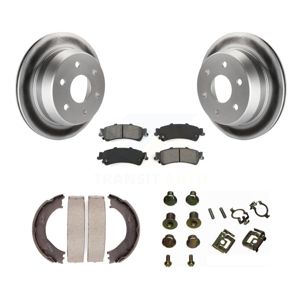Rear Disc Coated Rotors Semi-Metallic Pads Parking Shoes Hardware Kit For Chevrolet 1500 KGS-103294