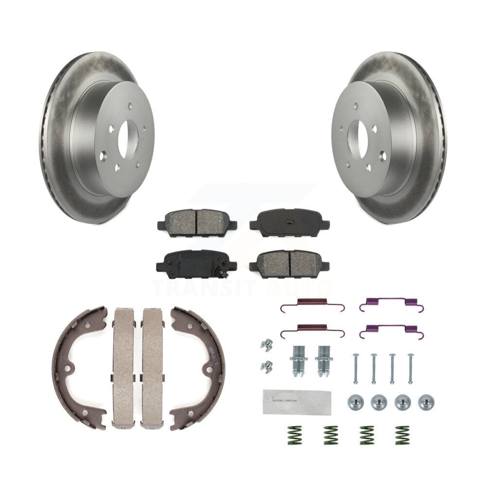 Rear Disc Coated Rotors Semi-Metallic Pads Parking Shoes & Hardware Kit For Nissan Murano KGS-103309