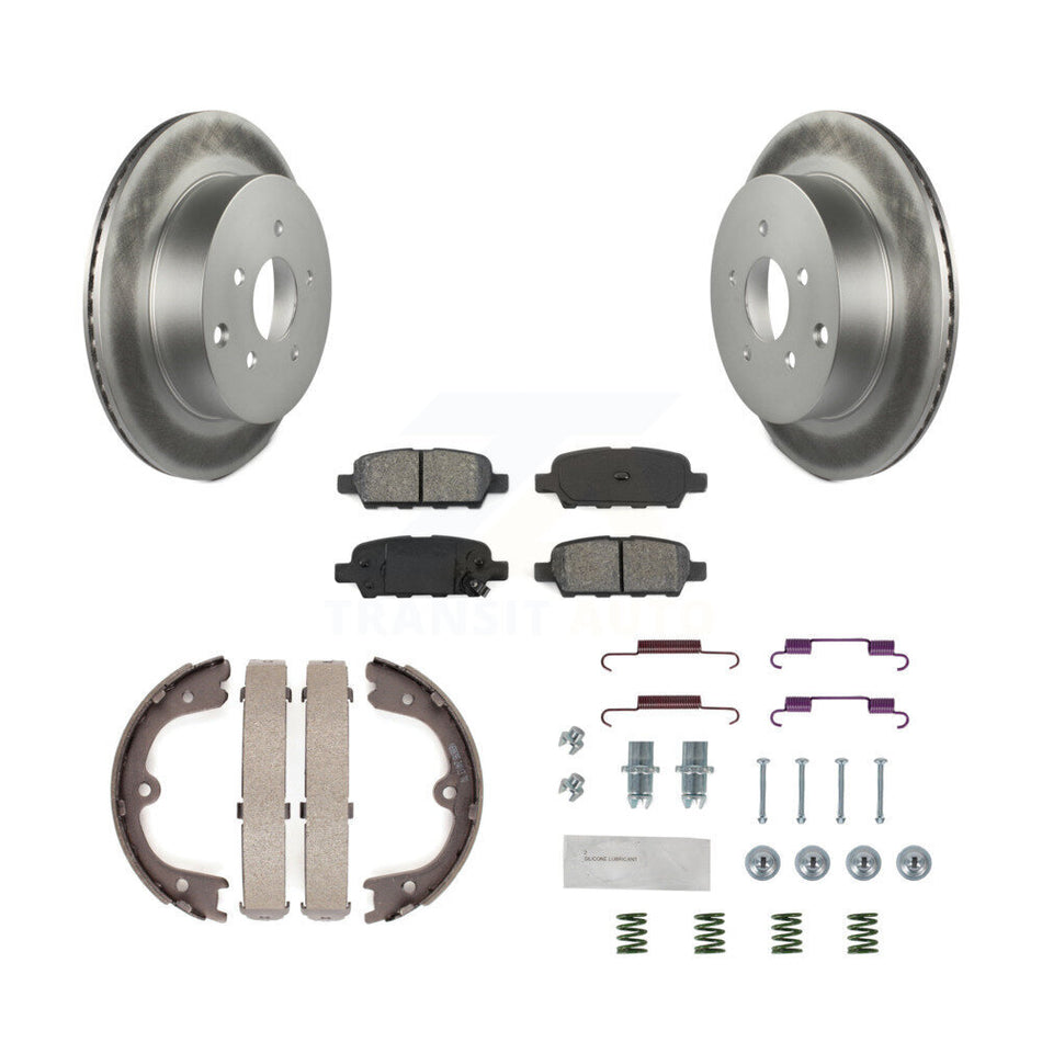 Rear Disc Coated Rotors Semi-Metallic Pads Parking Shoes & Hardware Kit For Nissan Murano KGS-103309