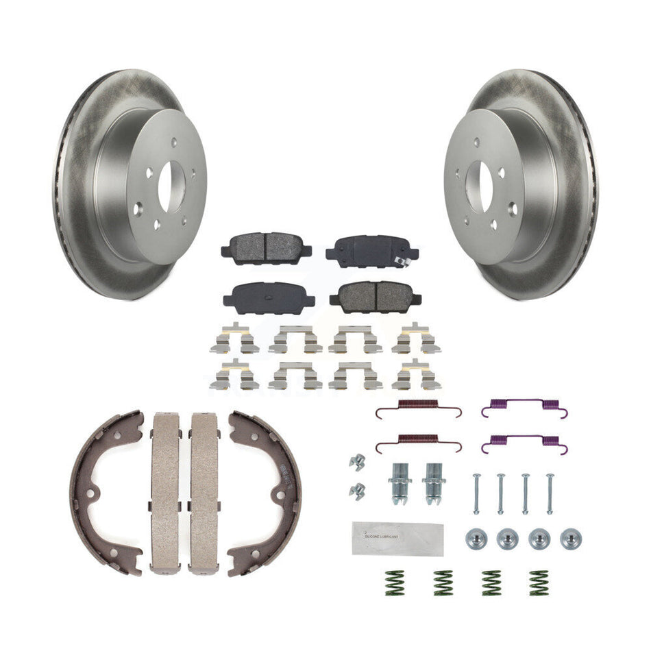 Rear Disc Coated Rotors Semi-Metallic Pads Parking Shoes & Hardware Kit For Nissan Murano KGS-103309