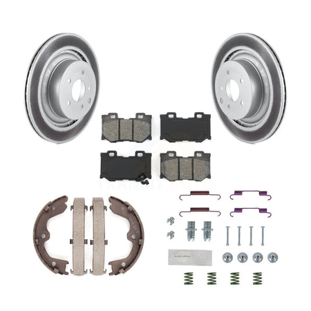 Rear Disc Coated Rotors Semi-Metallic Pads Parking Shoes & Hardware Kit For INFINITI G37 KGS-103310