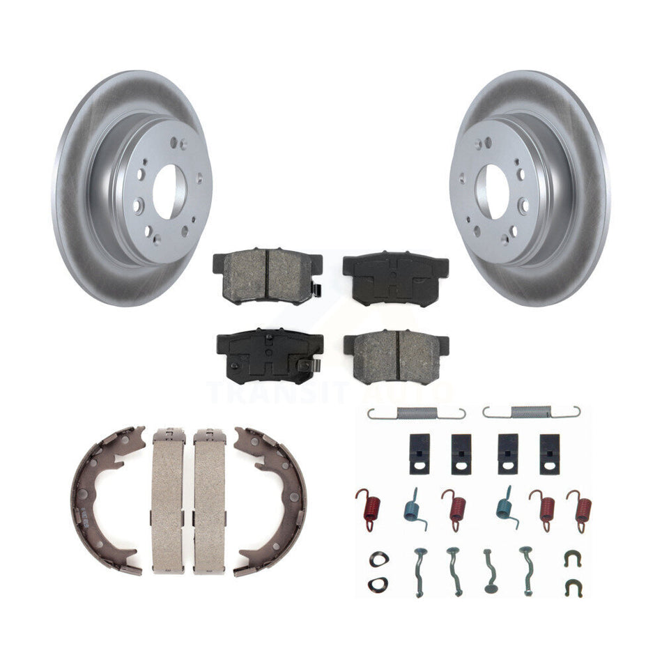 Rear Disc Coated Rotors Semi-Metallic Pads Parking Shoes And Hardware Kit For Honda CR-V KGS-103334
