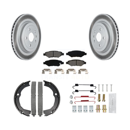 Rear Disc Coated Rotors Semi-Metallic Pads Parking Shoes & Hardware Kit For Cadillac CTS KGS-103339