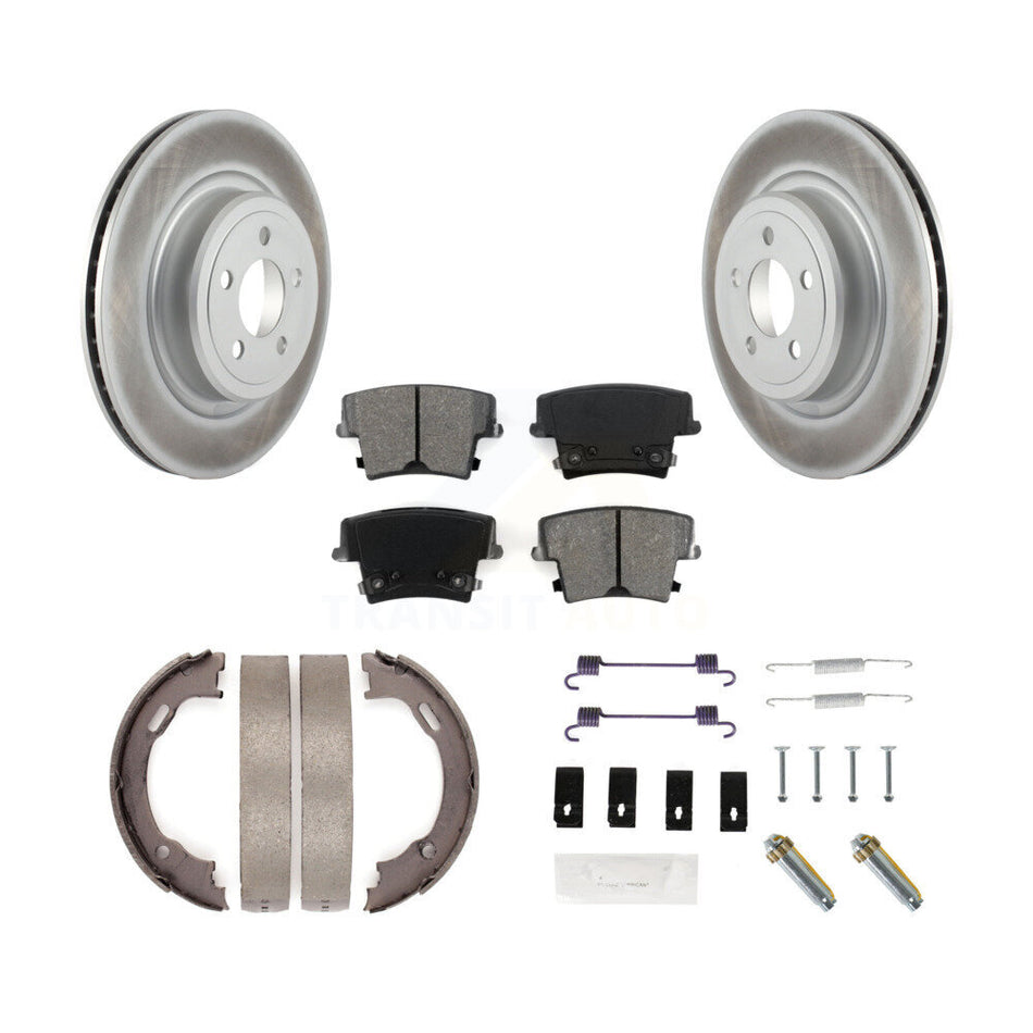 Rear Disc Coated Rotors Semi-Metallic Pads Parking Shoes & Hardware Kit For Dodge Charger KGS-103340