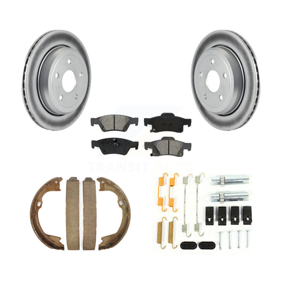 Rear Disc Coated Rotors Semi-Metallic Pads Parking Shoes And Hardware Kit For Jeep Grand KGS-103344