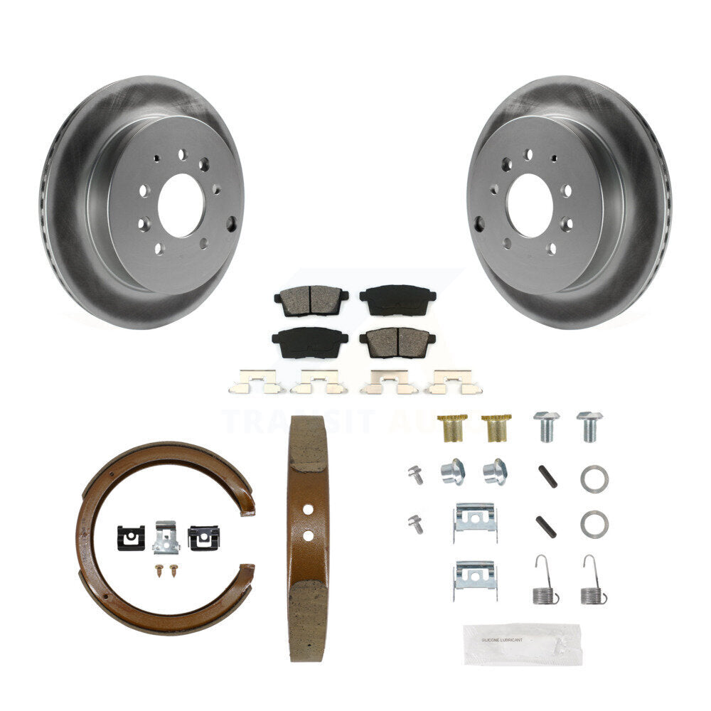 Rear Disc Coated Rotors Semi-Metallic Pads Parking Shoes Hardware Kit For Ford Edge Mazda KGS-103352