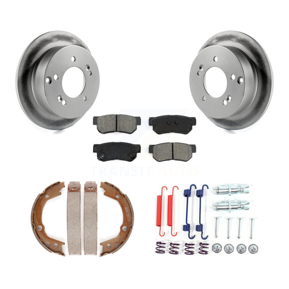 Rear Disc Coated Rotors Semi-Metallic Pads Parking Shoes Hardware Kit For Hyundai Tucson KGS-103362