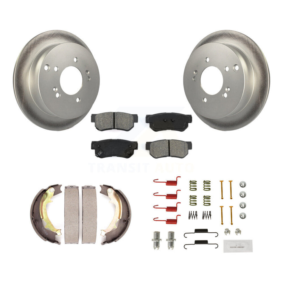 Rear Disc Coated Rotors Semi-Metallic Pads Parking Shoes Hardware Kit For Hyundai Tucson KGS-103363