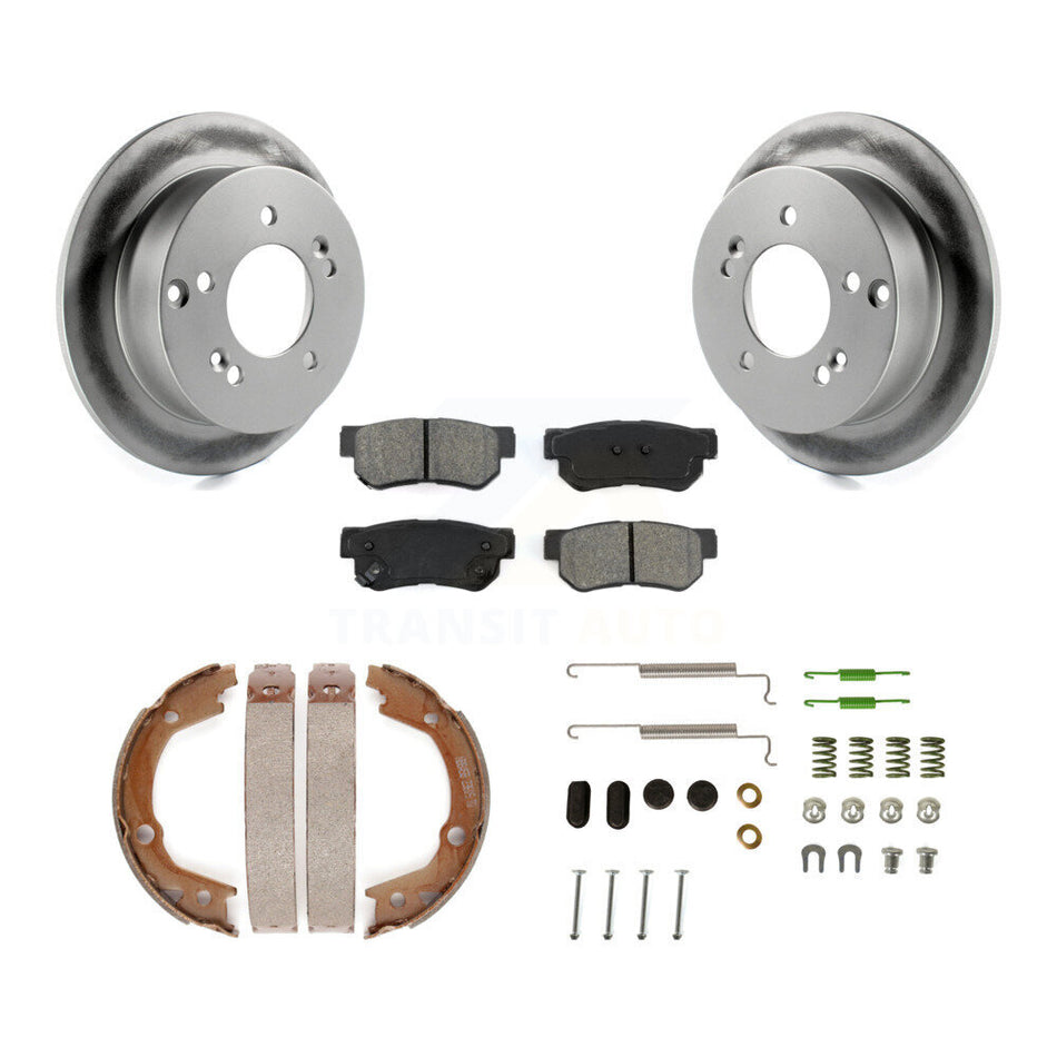 Rear Disc Coated Rotors Semi-Metallic Pads Parking Shoes Hardware Kit For Hyundai Sonata KGS-103364