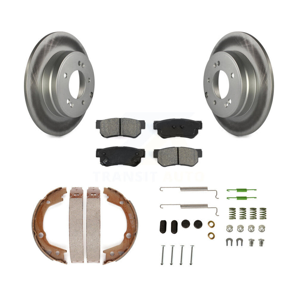 Rear Disc Coated Rotors Semi-Metallic Pads Parking Shoes Hardware Kit For Hyundai Sonata KGS-103365