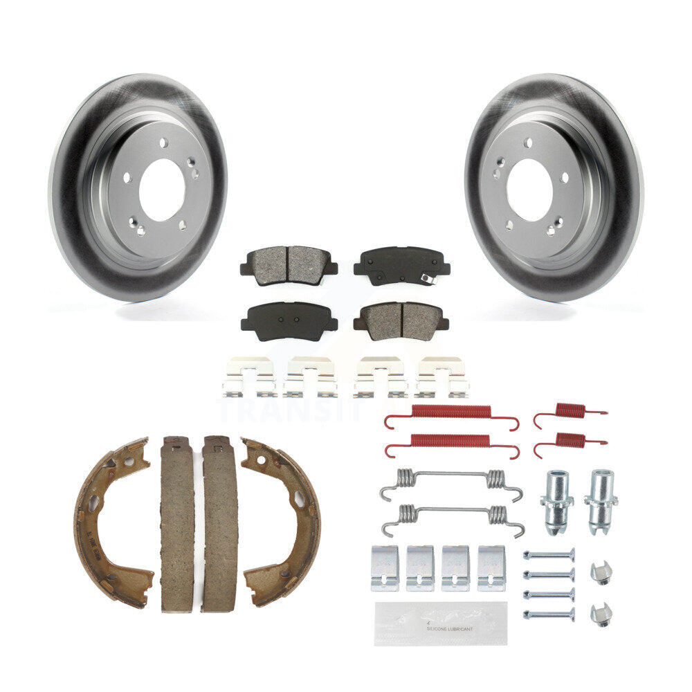 Rear Disc Coated Rotors Semi-Metallic Pads Parking Shoes And Hardware Kit For Kia Optima KGS-103372