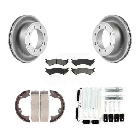 Rear Disc Coated Rotors Semi-Metallic Pads Parking Shoes And Hardware Kit For Ford E-150 KGS-103381