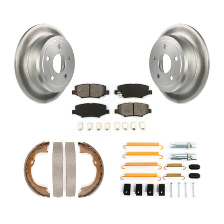 Rear Disc Coated Rotors Semi-Metallic Pads Parking Shoes & Hardware Kit For Jeep Wrangler KGS-103386