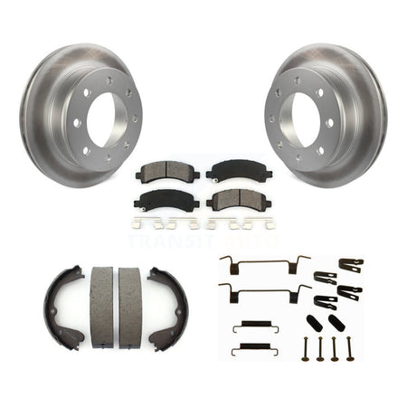 Rear Disc Coated Rotors Semi-Metallic Pads Parking Shoes Hardware Kit For GMC Savana 3500 KGS-103400