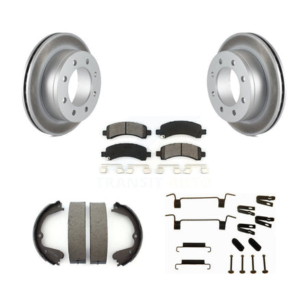 Rear Disc Coated Rotors Semi-Metallic Pads Parking Shoes Hardware Kit For GMC Savana 3500 KGS-103401