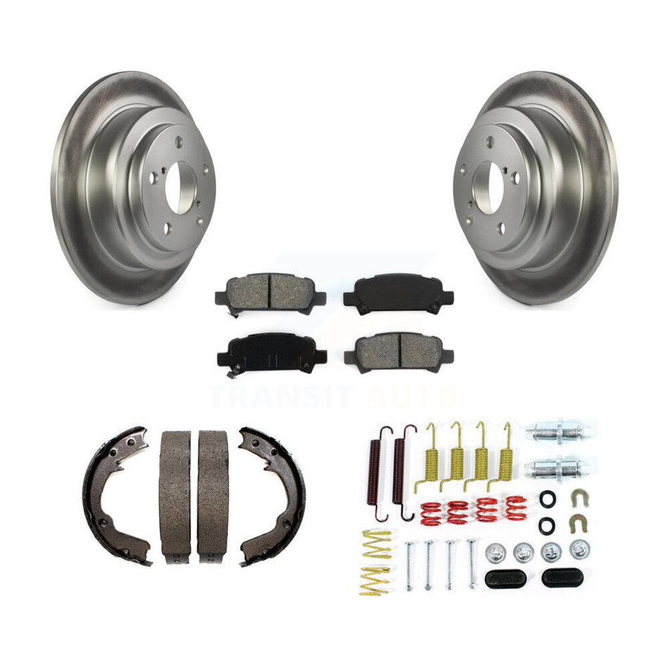 Rear Disc Coated Rotors Semi-Metallic Pads Parking Shoes Hardware Kit For Subaru Forester KGS-103407