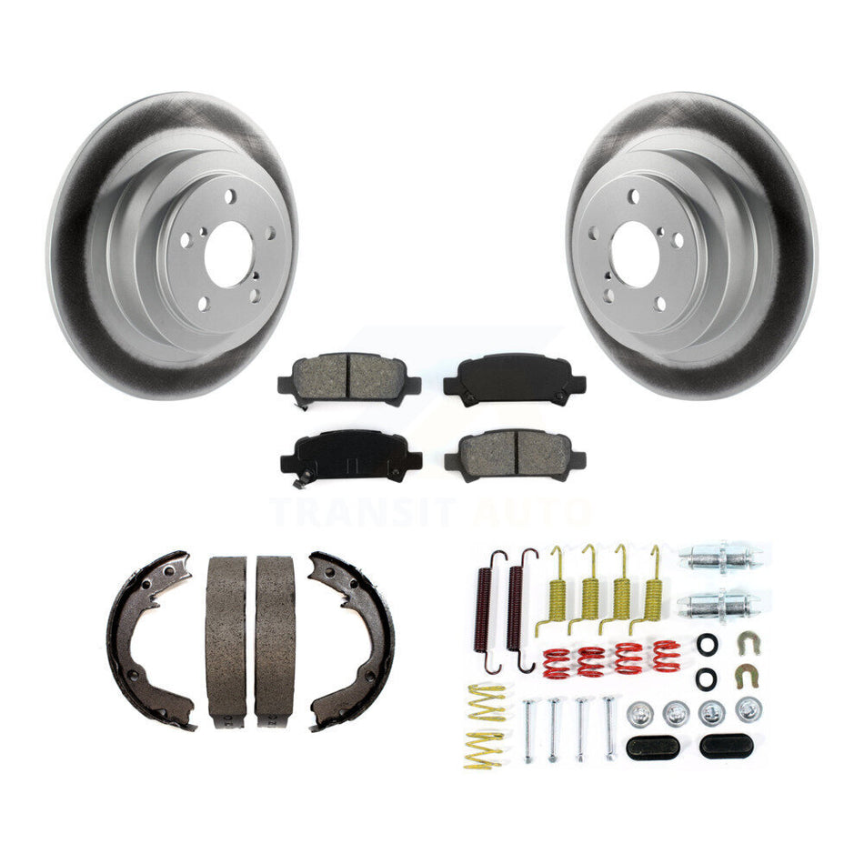 Rear Disc Coated Rotors Semi-Metallic Pads Parking Shoes & Hardware Kit For Subaru Legacy KGS-103408