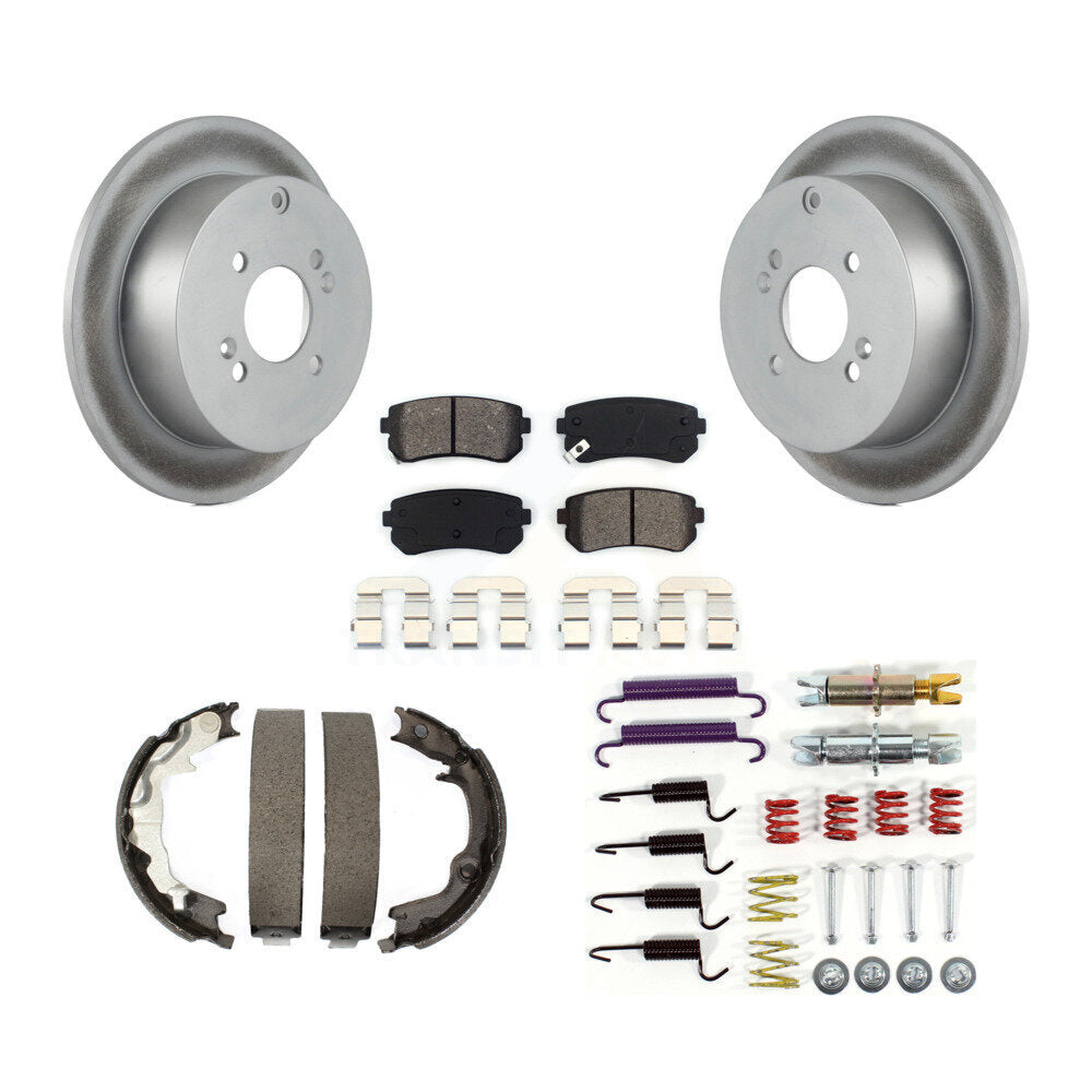 Rear Disc Coated Rotors Semi-Metallic Pads Parking Shoes Hardware Kit For Hyundai Accent KGS-103426