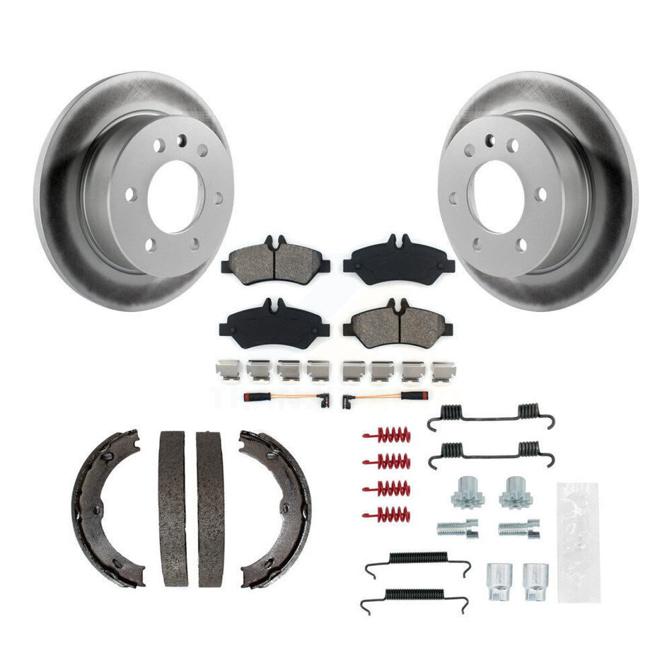Rear Disc Coated Rotors Semi-Metallic Pads Parking Shoes & Hardware Kit For Sprinter 2500 KGS-103437