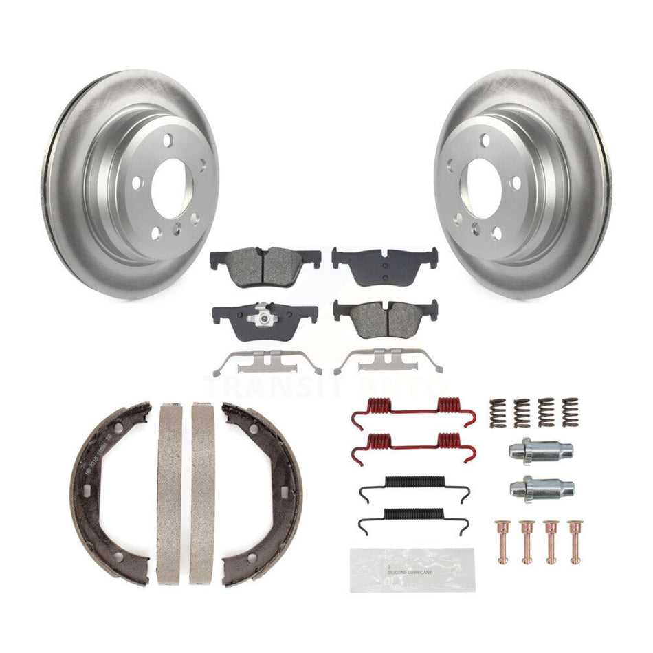 Rear Disc Coated Rotors Semi-Metallic Pads Parking Shoes Hardware Kit For BMW 428i xDrive KGS-103445