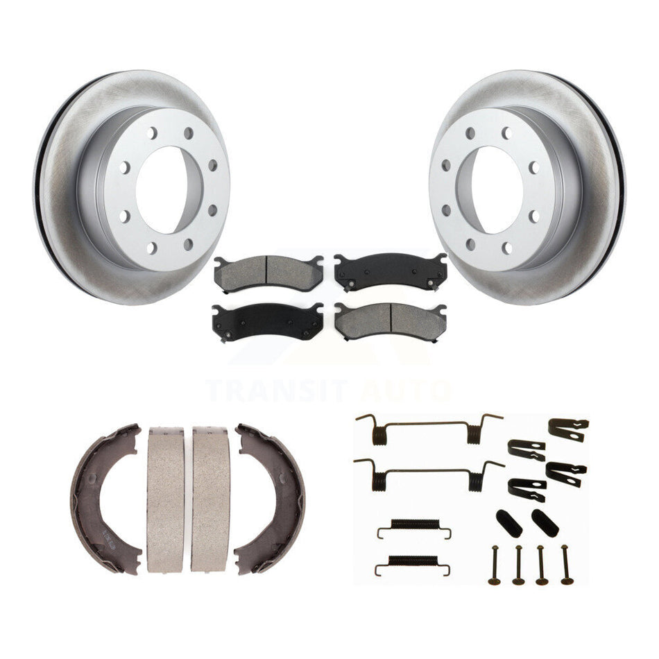 Rear Disc Coated Rotors Semi-Metallic Pads Parking Shoes Hardware Kit For Chevrolet 2500 KGS-103461
