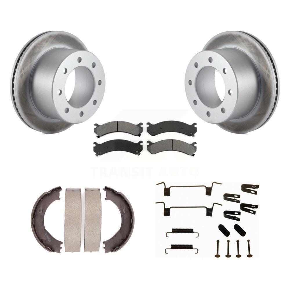 Rear Disc Coated Rotors Semi-Metallic Pads Parking Brake Shoes And Hardware Kit For KGS-103471