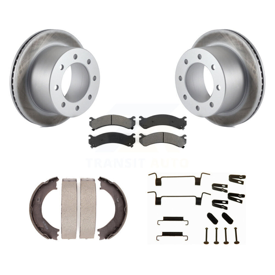 Rear Disc Coated Rotors Semi-Metallic Pads Parking Brake Shoes And Hardware Kit For KGS-103471
