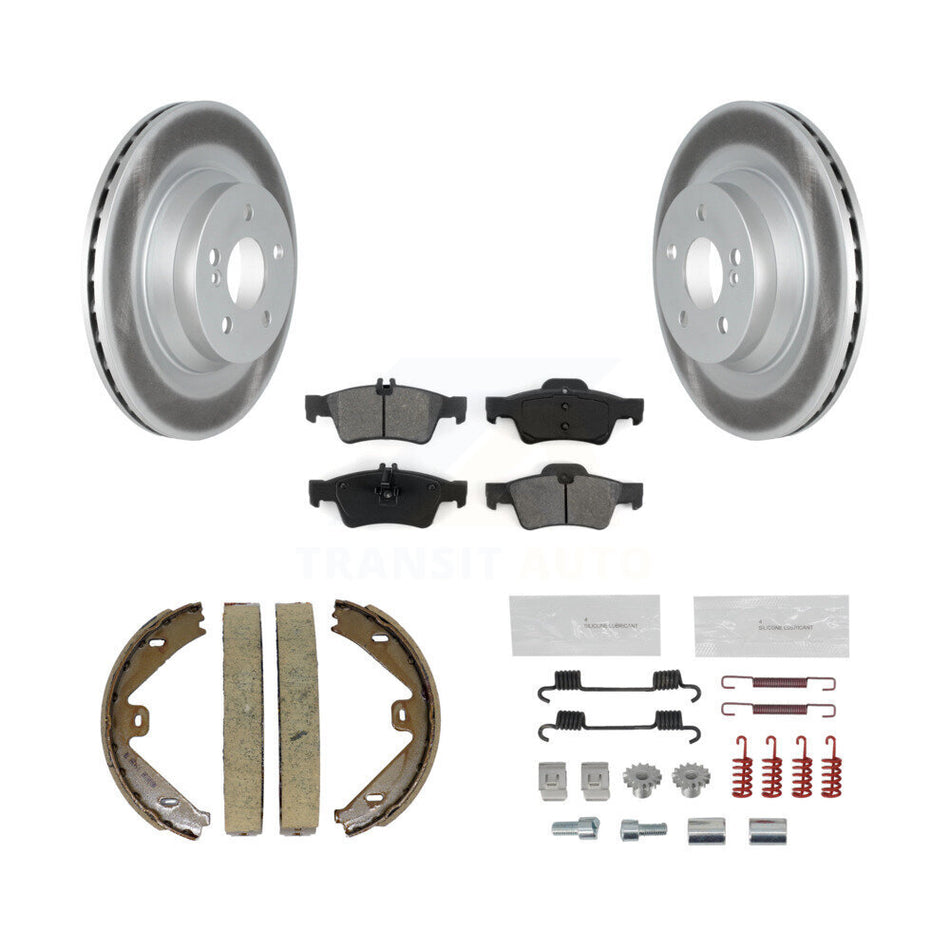 Rear Disc Coated Rotors Semi-Metallic Pads Parking Shoes & Hardware Kit For Mercedes-Benz KGS-103479