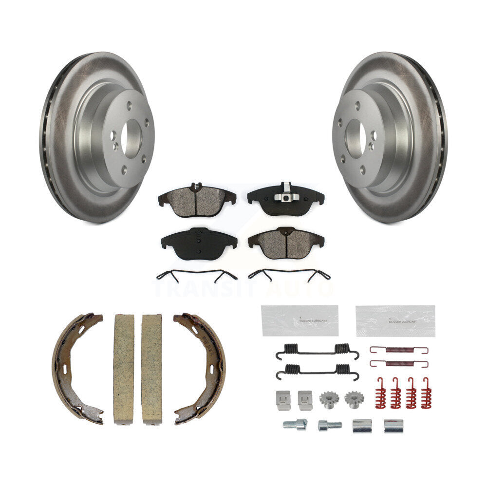 Rear Disc Coated Rotors Semi-Metallic Pads Parking Shoes & Hardware Kit For Mercedes-Benz KGS-103480