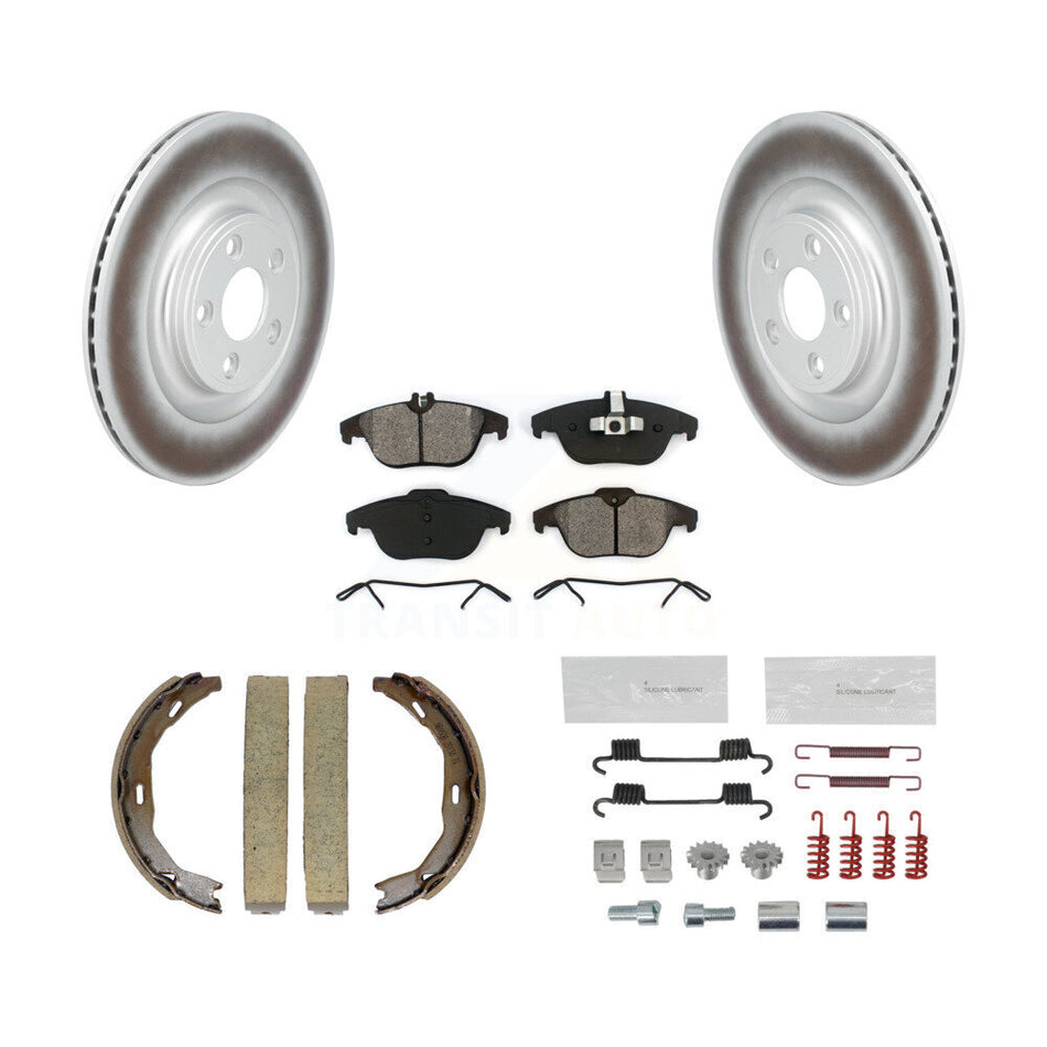 Rear Disc Coated Rotors Semi-Metallic Pads Parking Brake Shoes And Hardware Kit For KGS-103481