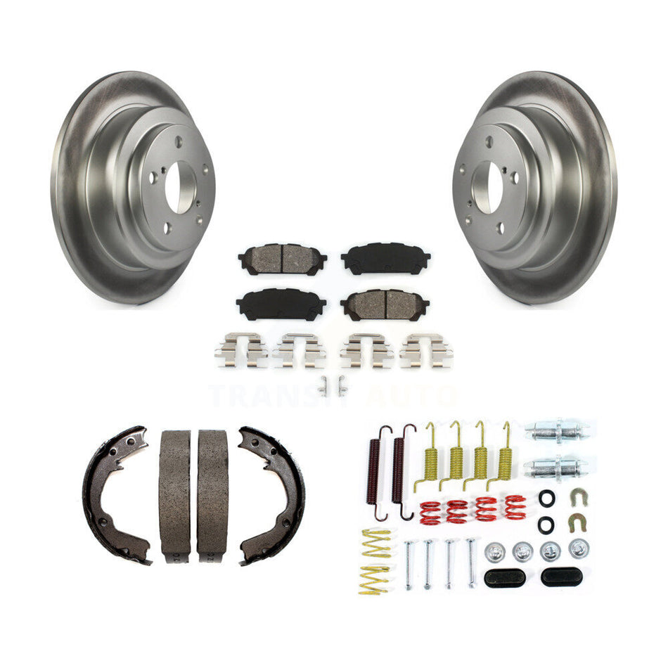 Rear Disc Coated Rotors Semi-Metallic Pads Parking Shoes Hardware Kit For Subaru Impreza KGS-103490