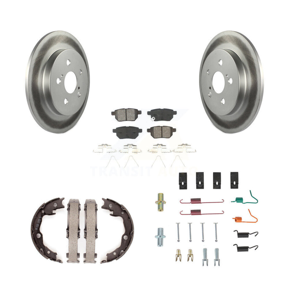 Rear Disc Coated Rotors Semi-Metallic Pads Parking Shoes & Hardware Kit For Toyota Matrix KGS-103496