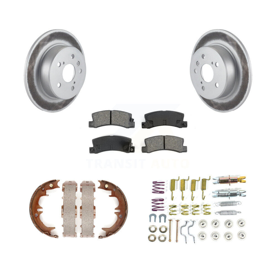 Rear Disc Coated Rotors Semi-Metallic Pads Parking Shoes Hardware Kit For Lexus RX300 AWD KGS-103510