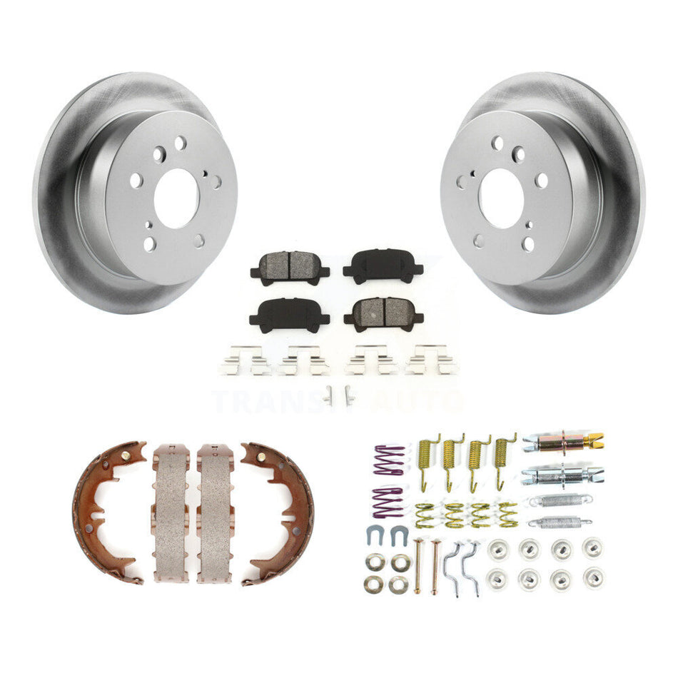 Rear Disc Coated Rotors Semi-Metallic Pads Parking Shoes & Hardware Kit For Toyota Camry KGS-103514
