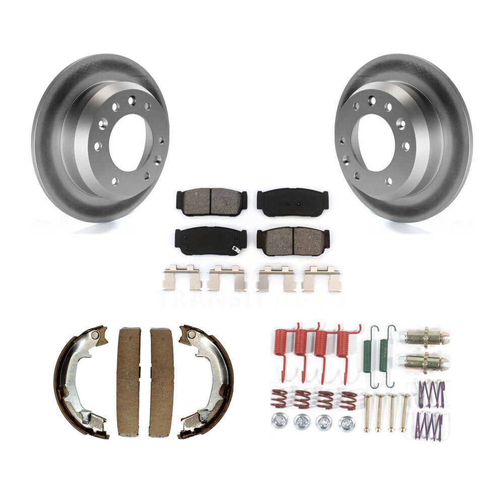 Rear Disc Coated Rotors Semi-Metallic Pads Parking Shoes And Hardware Kit For Hyundai Kia KGS-103525