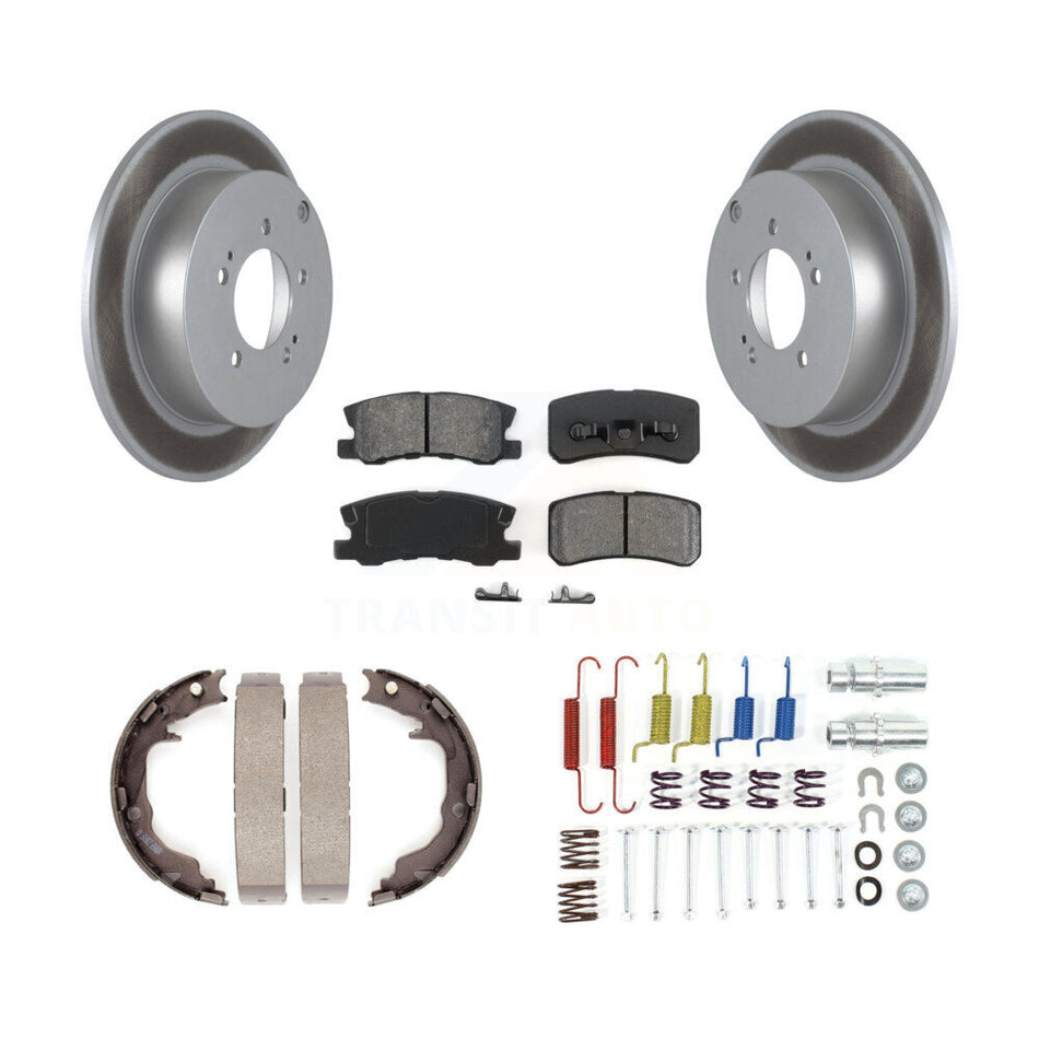 Rear Disc Coated Rotors Semi-Metallic Pads Parking Brake Shoes And Hardware Kit For KGS-103529