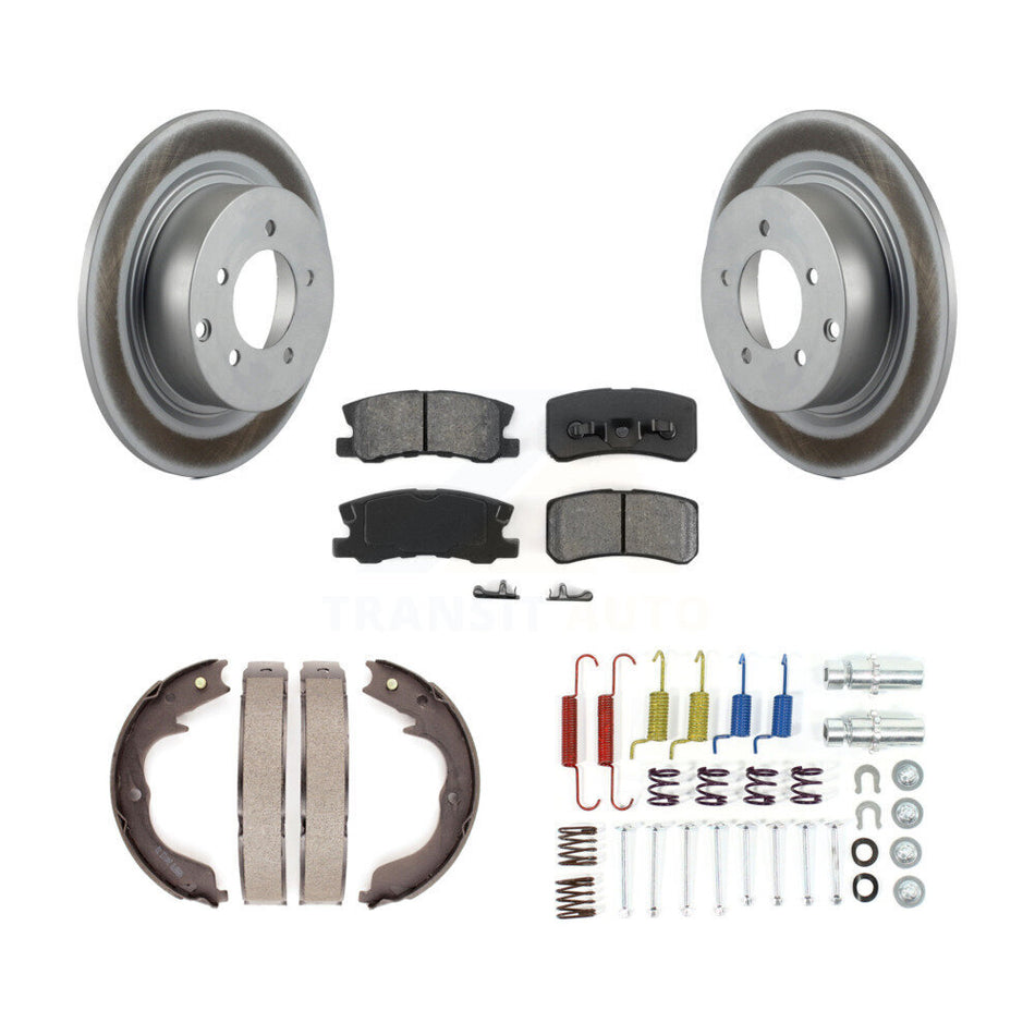 Rear Disc Coated Rotors Semi-Metallic Pads Parking Brake Shoes And Hardware Kit For KGS-103530