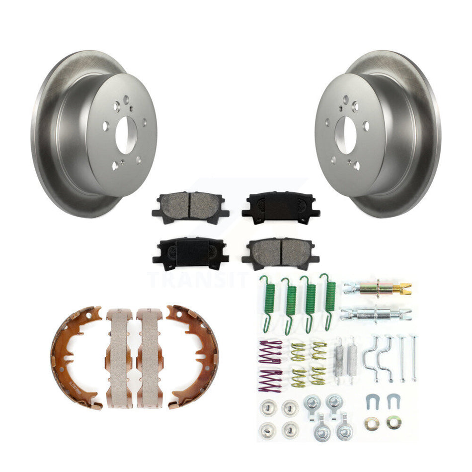 Rear Disc Coated Rotors Semi-Metallic Pads Parking Shoes And Hardware Kit For Lexus RX350 KGS-103531
